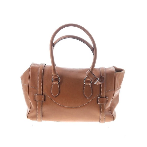 Ralph Lauren Leather Ricky Satchel Doctors Bag Brown Silver Turn Lock - Picture 3 of 14